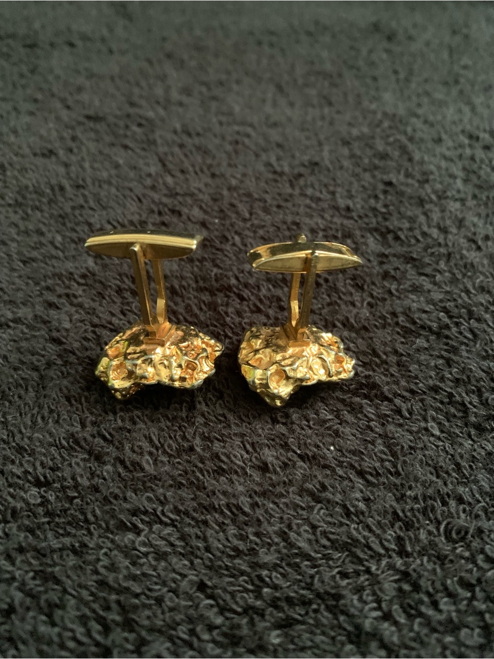 Vintage Gold-Tone Amber Stone Men's Cufflinks - Picture 4 of 7